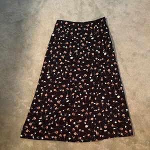 SHEIN Black Floral A-Line Skirt